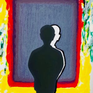 Bezinning bij de weerschijn in kleuren verzadigd